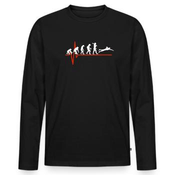 Swimming Heartbeat - EVOLUTION OF SWIMMING - Männer Premium Bio Langarmshirt - Schwarz - Vorne - Nico (187cm)