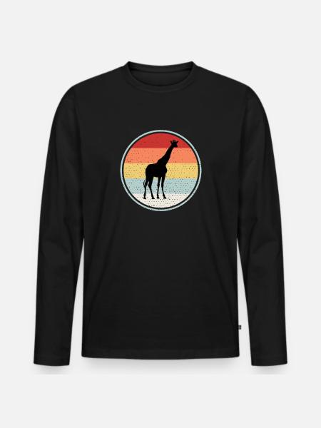 Giraffe - Männer Premium Bio Langarmshirt - Schwarz