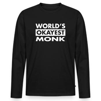 FUNNY MONK SHIRT - Männer Premium Bio Langarmshirt - Schwarz - Vorne - Nico (187cm)