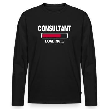 Consultant - Männer Premium Bio Langarmshirt - Schwarz - Vorne - Nico (187cm)