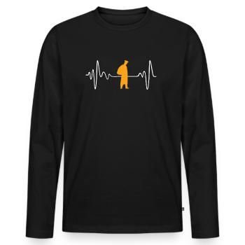 Bachelor - Männer Premium Bio Langarmshirt - Schwarz - Vorne - Nico (187cm)