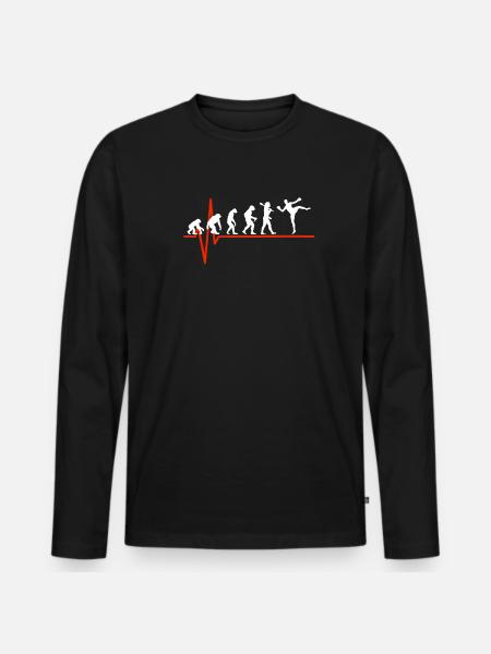 Kickboxing Heartbeat - EVOLUTION OF KICKBOXING - Männer Premium Bio Langarmshirt - Schwarz