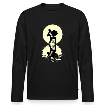 Accordion Moon - Männer Premium Bio Langarmshirt - Schwarz - Vorne - Nico (187cm)