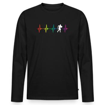 Flag Football Rainbow Heartbeat - Männer Premium Bio Langarmshirt - Schwarz - Vorne - Nico (187cm)