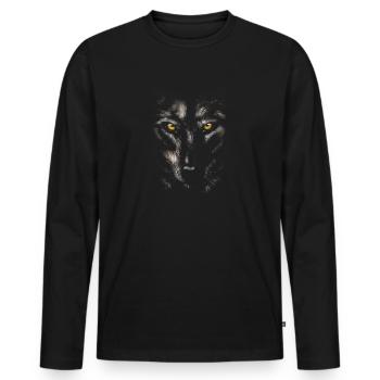 loup - T-shirt manches longues Premium bio Homme - noir - Devant - Nico (187cm)