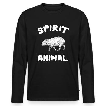 CAPYBARA - Männer Premium Bio Langarmshirt - Schwarz - Vorne - Nico (187cm)