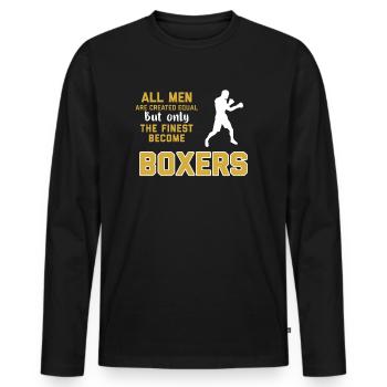 Funny Boxer Shirt - Men's Premium Organic Long Sleeve Shirt - black - Front - Nico (187cm)