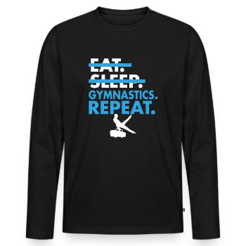 Stylish Eat Sleep Gymnastics Repeat Shirt - Männer Premium Bio Langarmshirt - Schwarz - Vorne - Nico (187cm)
