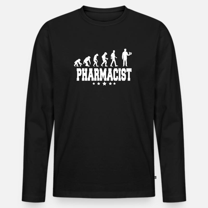 evolution of pharmacist - Männer Premium Bio Langarmshirt - Schwarz