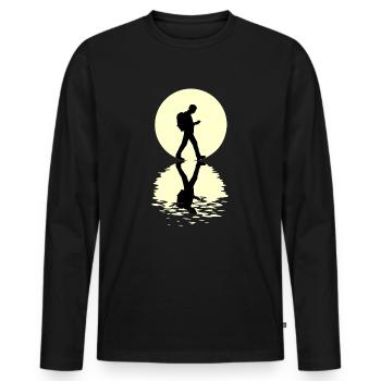 Geocaching Moon - Men's Premium Organic Long Sleeve Shirt - black - Front - Nico (187cm)
