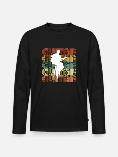 GUITAR - Männer Premium Bio Langarmshirt - Schwarz