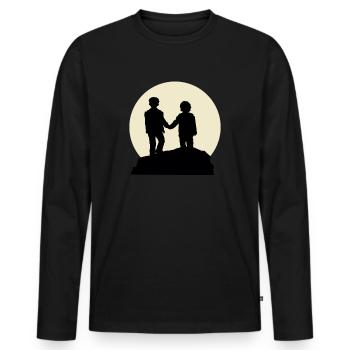 Étonnant frère et lune design - T-shirt manches longues Premium bio Homme - noir - Devant - Nico (187cm)