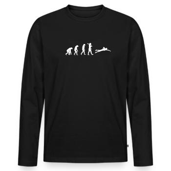 Swimming Evolution Great Tee Shirt - Männer Premium Bio Langarmshirt - Schwarz - Vorne - Nico (187cm)