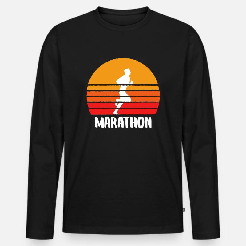 Marathon Sunset - Männer Premium Bio Langarmshirt - Schwarz