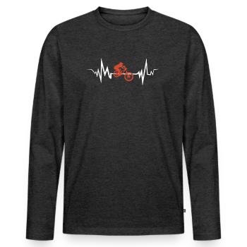 downhill - Men's Premium Organic Long Sleeve Shirt - heather anthracite - Front - Nico (187cm)