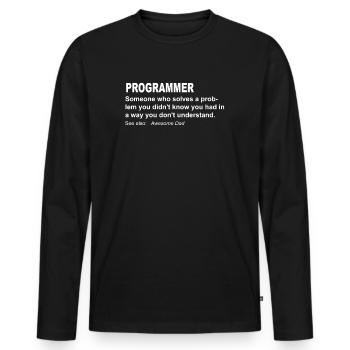 Funniest Programmer Tshirt - Männer Premium Bio Langarmshirt - Schwarz - Vorne - Nico (187cm)