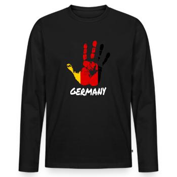 Germany - Männer Premium Bio Langarmshirt - Schwarz - Vorne - Nico (187cm)