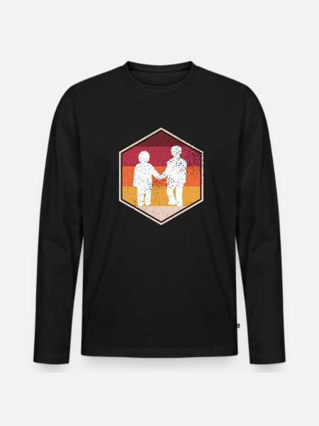 Retro Brother Hexagon Design - Men's Premium Organic Long Sleeve Shirt - black