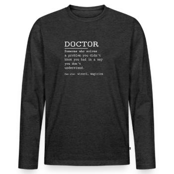MÉDECIN - T-shirt manches longues Premium bio Homme - anthracite chiné - Devant - Nico (187cm)