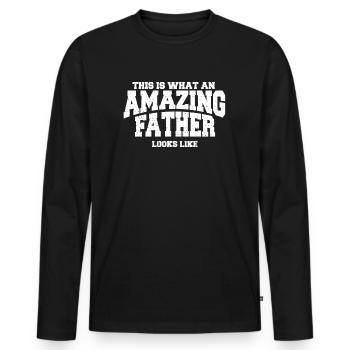 C'est à quoi ressemble un père étonnant - T-shirt manches longues Premium bio Homme - noir - Devant - Nico (187cm)