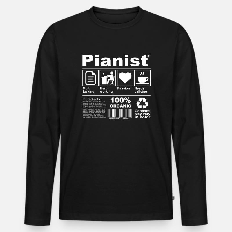 Pianist - Männer Premium Bio Langarmshirt - Schwarz