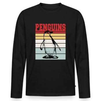 PENGUINS - Men's Premium Organic Long Sleeve Shirt - black - Front - Nico (187cm)