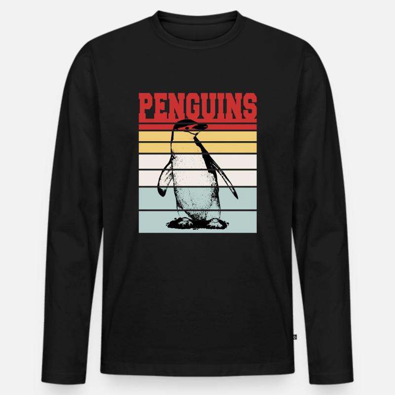 PENGUINS - Männer Premium Bio Langarmshirt - Schwarz