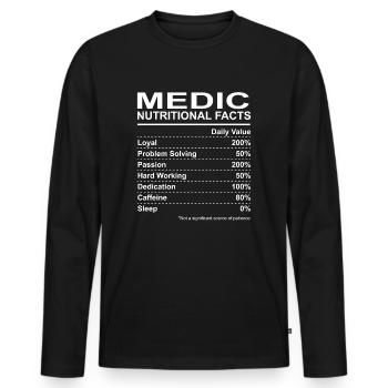 Medic Nutritional Facts - Men's Premium Organic Long Sleeve Shirt - black - Front - Nico (187cm)