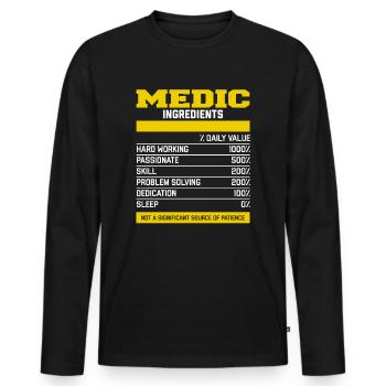 Good Medic Ingredients T Shirt - Männer Premium Bio Langarmshirt - Schwarz - Vorne - Nico (187cm)