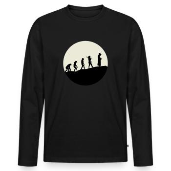 Monks Evolution Moon - Men's Premium Organic Long Sleeve Shirt - black - Front - Nico (187cm)