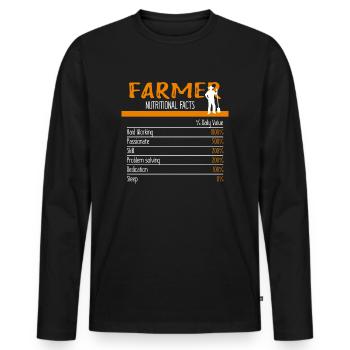 Ingrédients fermiers - T-shirt manches longues Premium bio Homme - noir - Devant - Nico (187cm)