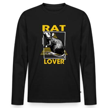 Amant de rat - Rongeur, Rat, Rato - T-shirt manches longues Premium bio Homme - noir - Devant - Nico (187cm)