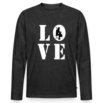 LOVE CELLO - T-shirt manches longues Premium bio Homme - anthracite chiné - Devant - Nico (187cm)