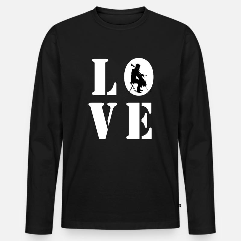 LOVE CELLO - Männer Premium Bio Langarmshirt - Schwarz