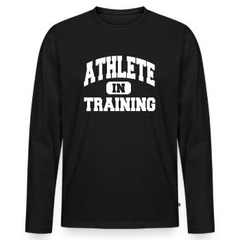 Athlete In Training - Männer Premium Bio Langarmshirt - Schwarz - Vorne - Nico (187cm)