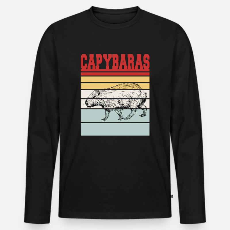CAPYBARAS - Männer Premium Bio Langarmshirt - Schwarz