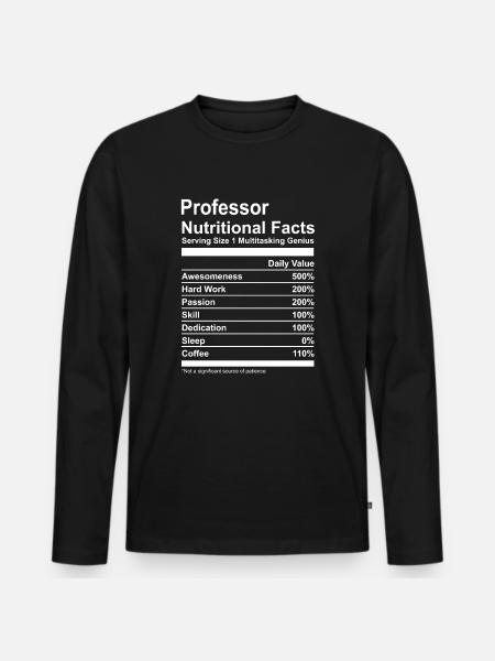 Professor Nutritional Facts T-Shirt - Männer Premium Bio Langarmshirt - Schwarz