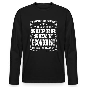 Super Sexy Economist - Men's Premium Organic Long Sleeve Shirt - black - Front - Nico (187cm)