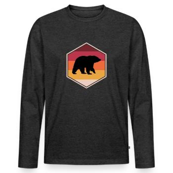 Great Grizzly Bear Present Idea For Boys - Men's Premium Organic Long Sleeve Shirt - heather anthracite - Front - Nico (187cm)
