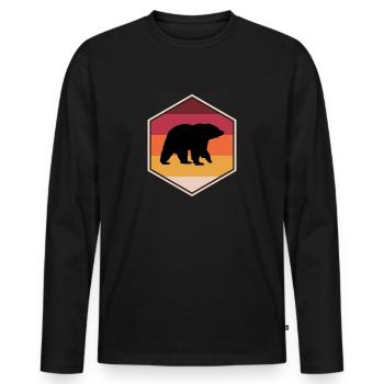 Great Grizzly Bear Present Idea For Boys - Männer Premium Bio Langarmshirt - Schwarz - Vorne - Nico (187cm)