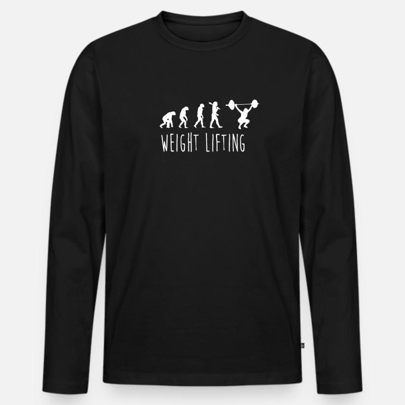 Weight Lifting Evolution - Männer Premium Bio Langarmshirt - Schwarz