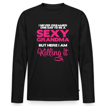 Sexy Grandma Killing It Grandmother Gift idea - Men's Premium Organic Long Sleeve Shirt - black - Front - Nico (187cm)