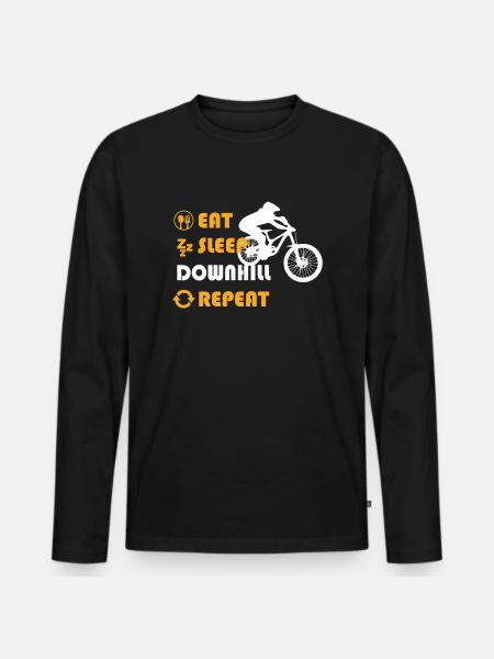 Downhill Graphic Tshirt - Men's Premium Organic Long Sleeve Shirt - black
