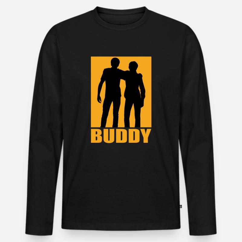 Buddy Design - Männer Premium Bio Langarmshirt - Schwarz