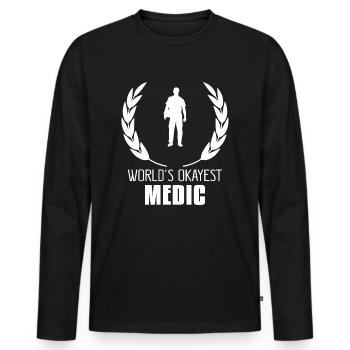 medic - Men's Premium Organic Long Sleeve Shirt - black - Front - Nico (187cm)