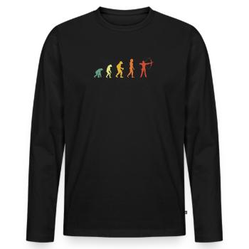 Vintage Archery Evolution - Männer Premium Bio Langarmshirt - Schwarz - Vorne - Nico (187cm)