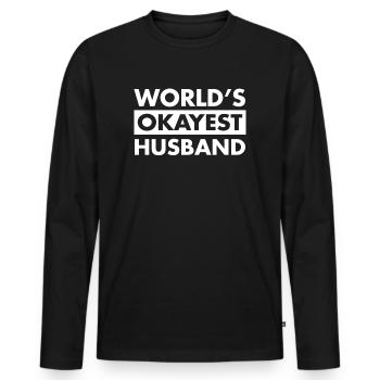 FUNNY HUSBAND SHIRT - Männer Premium Bio Langarmshirt - Schwarz - Vorne - Nico (187cm)