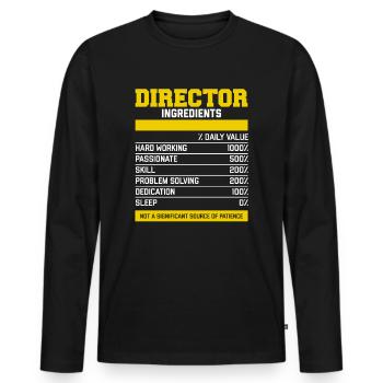 T-Shirt Ingrédients Fantaisie Directeur - T-shirt manches longues Premium bio Homme - noir - Devant - Nico (187cm)