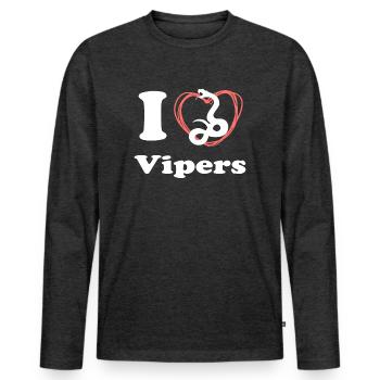 J'aime les vipères - T-shirt manches longues Premium bio Homme - anthracite chiné - Devant - Nico (187cm)