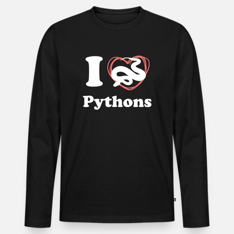 I Love Pythons - Männer Premium Bio Langarmshirt - Schwarz